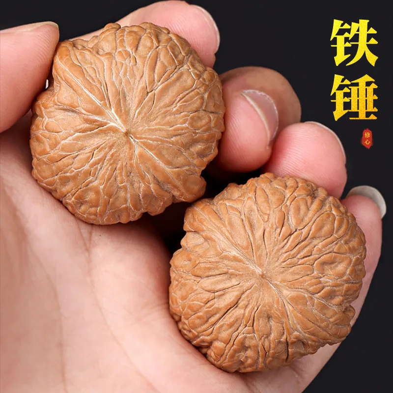 Premium Natural Chinese Wenwan Walnut Pair Old Tree Iron Hammer Lion Head Raw Hand Play Piece For Men Stress Relief Hand Massage