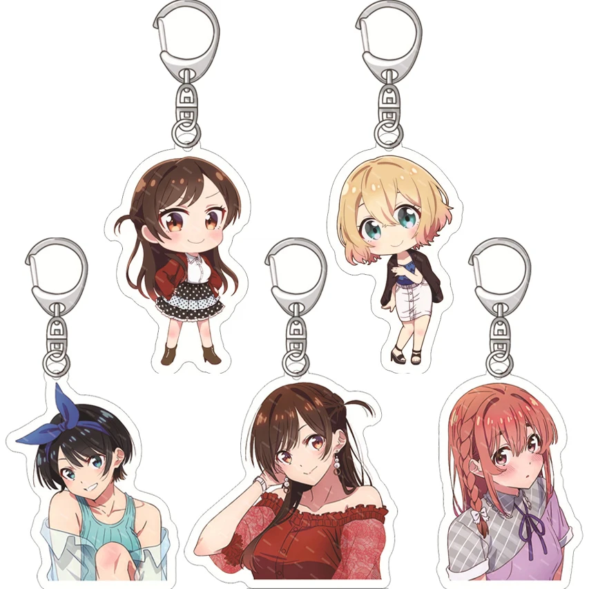 55MM Anime Rent-A-Girlfriend Figur Mizuhara Chizuru Nanami Asami Sarikusa Ruka Sakurasawa Sumi Acryl-Schlüsselanhänger Weihnachtsgeschenke