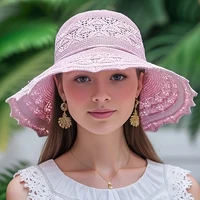 Korean-style new summer straw hat, sun protection hat, wavy beach hat for women - Image 2