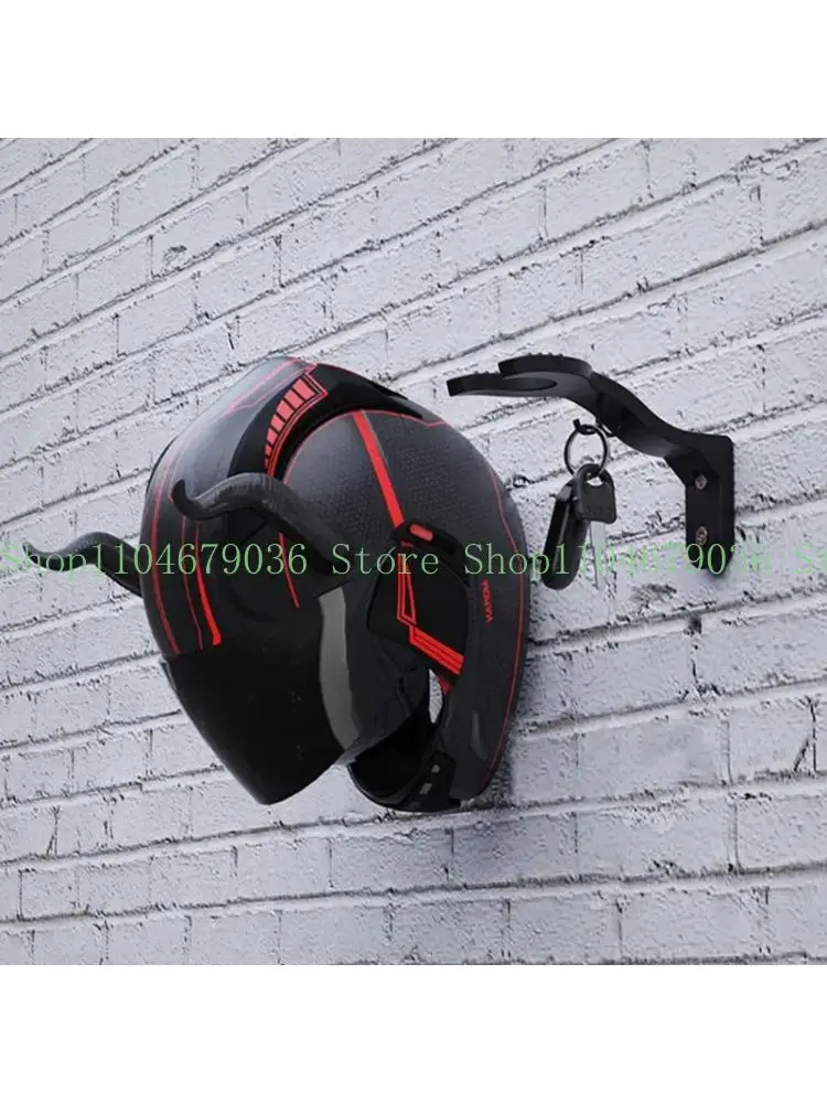 

652F Wall Mounted Motorcycle Helmets Holder with Hook Strong ABS Easy Installation Small Design for Helmets Keys