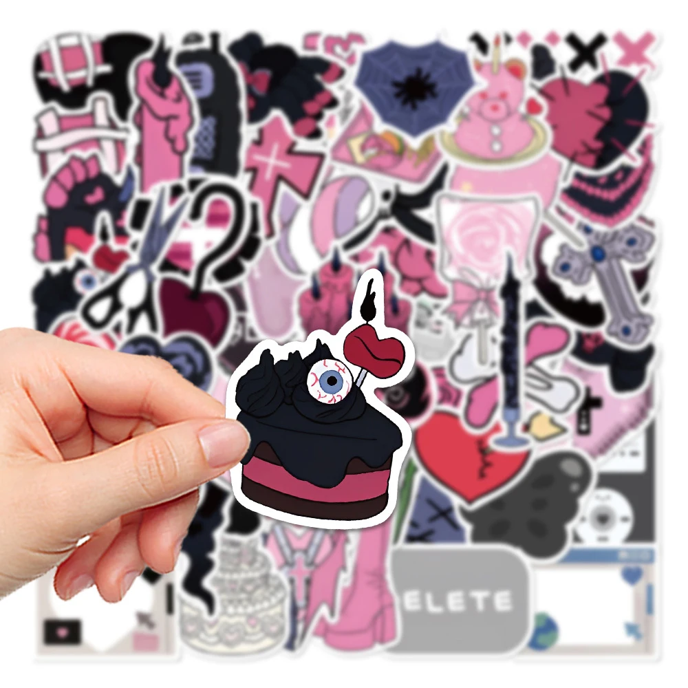 10/30/60Pcs Diablo Zwart Roze Cartoon Stickers Leuke Ins Stijl Decals Diy Telefoon Motorfiets Auto Pvc vinyl Grunge Goth Cool Sticker