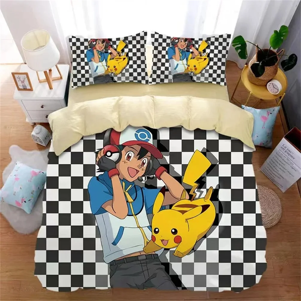 Imagem -05 - Conjunto de Cama Pokémon Impresso em 3d para Crianças e Adultos Capa de Edredão Pikachu Colcha Anime e Fronha Pokémon