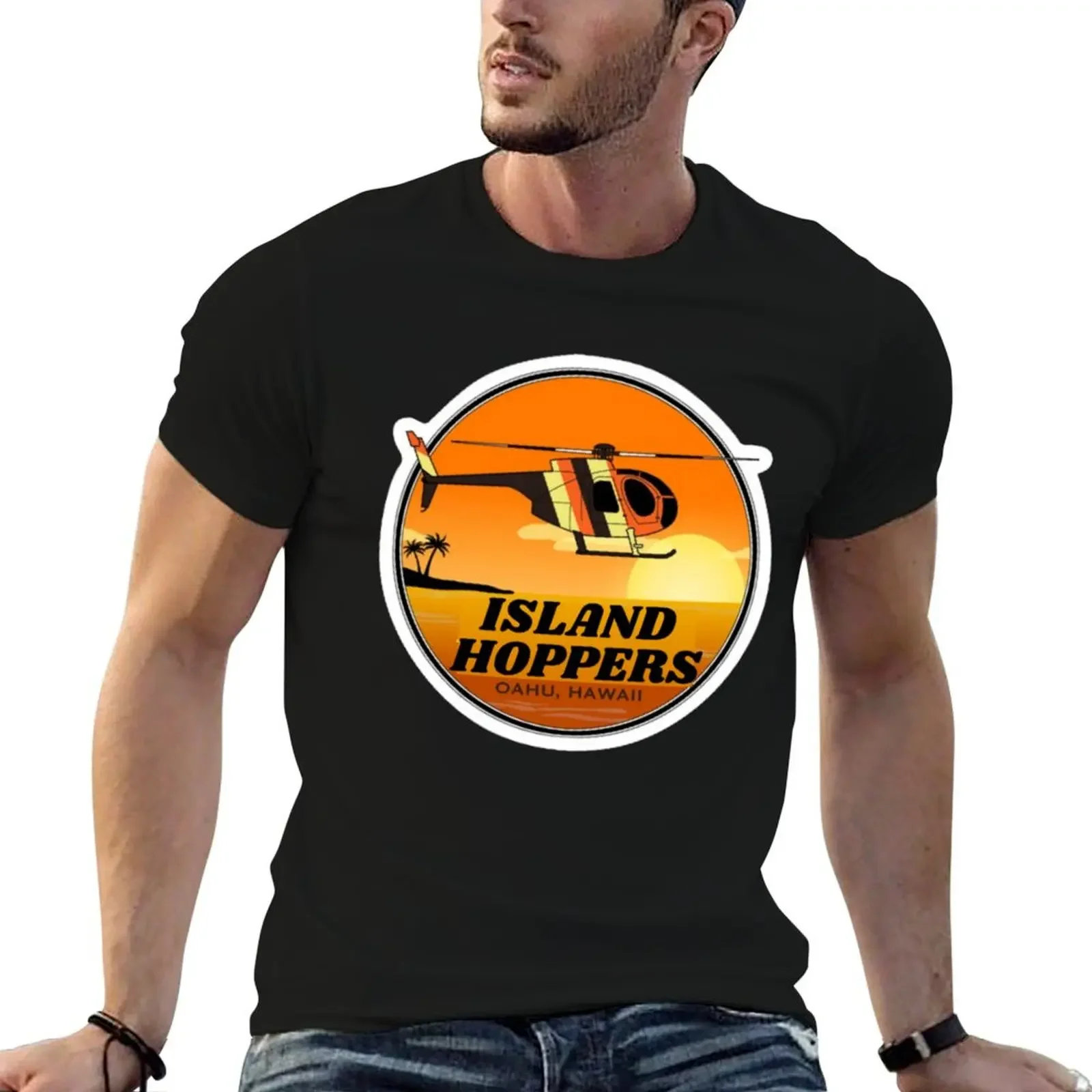 Island Hoppers 80 s helicopter T-Shirt graphic t shirt vintage quick drying sublime men graphic t shirts