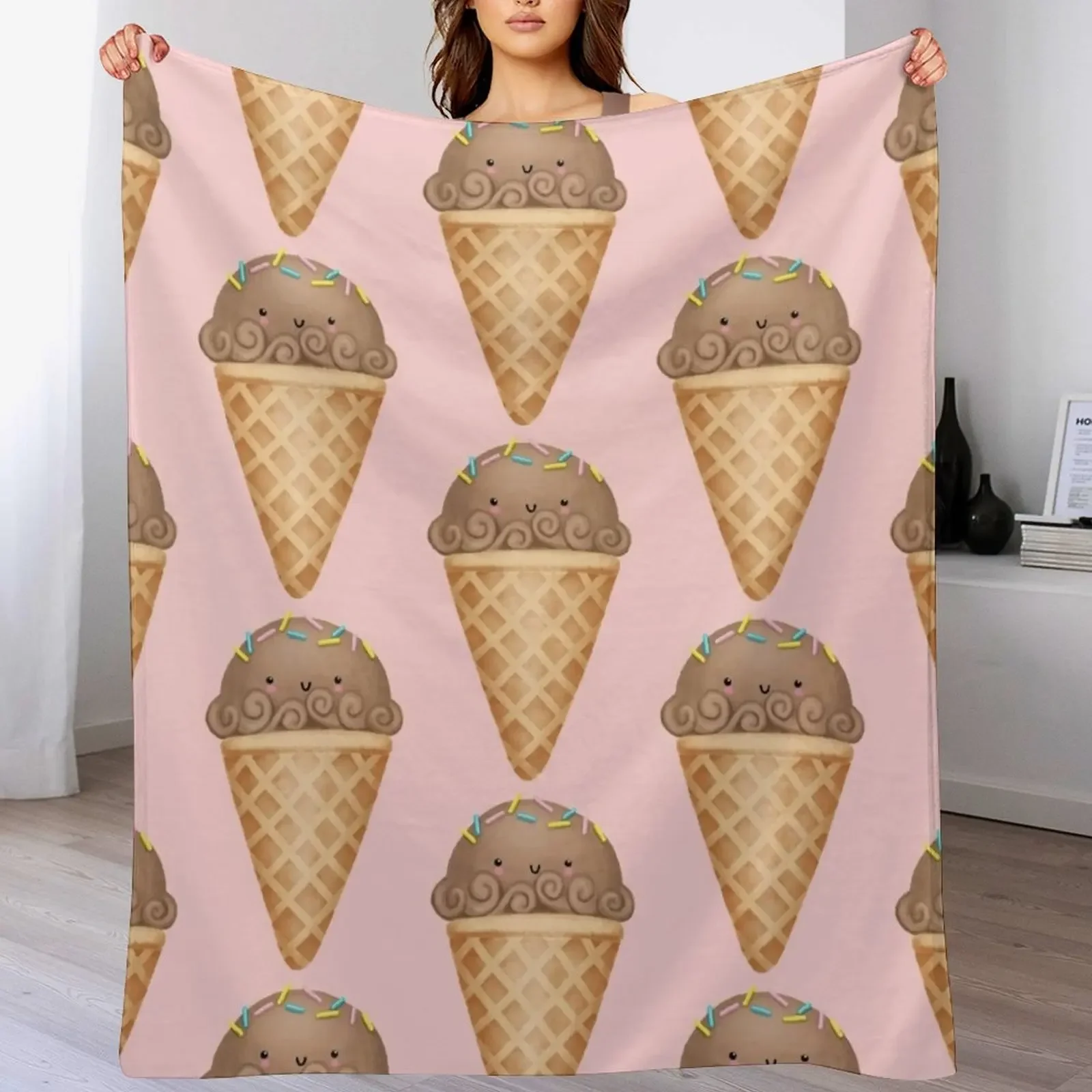 

Chocolate ice cream Throw Blanket Winter beds Sofa Throw funny gift Single Blankets
