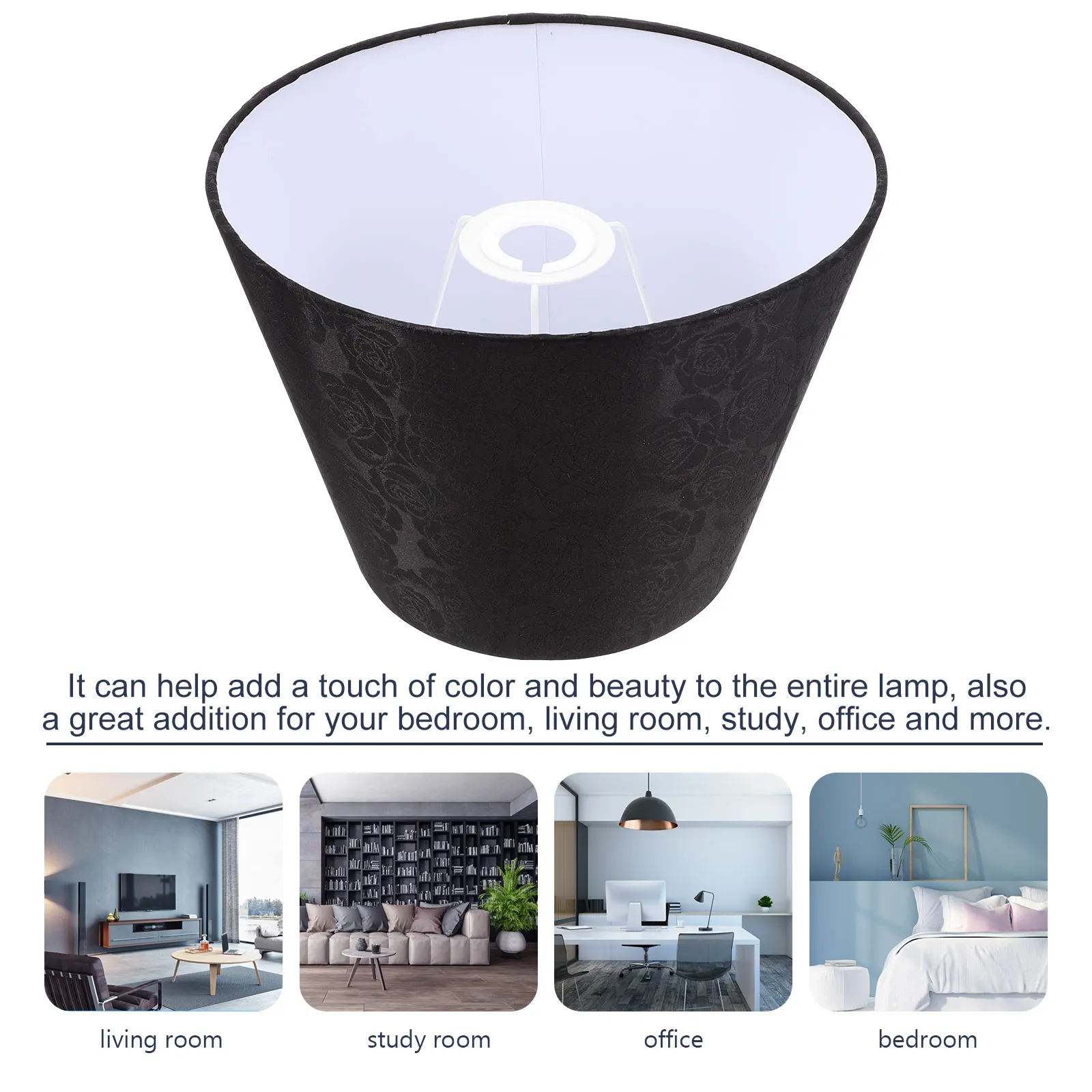 

Pink Home Decor Embroidered Lampshade Light Ornament Bedside Simple Cloth Branches Cover Accessory Desk Black