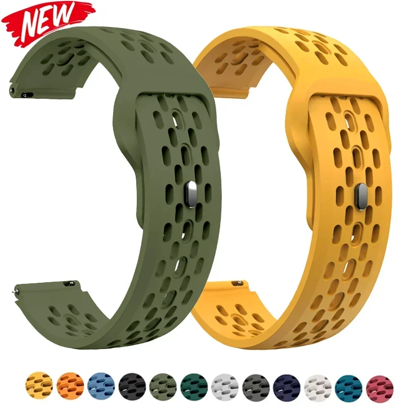18mm 20mm 22mm Silicone Strap For Huawei Watch GT6/5/4/3 Pro 46mm Soft Rubber Band Loop For Galaxy Watch 7/6/5/4 40mm 44mm