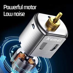 Kemei-clippers of wireless black hair for men, professional barber, rechargeable USB, wireless, haircut 7 Main Sales Portes Iron used - №4