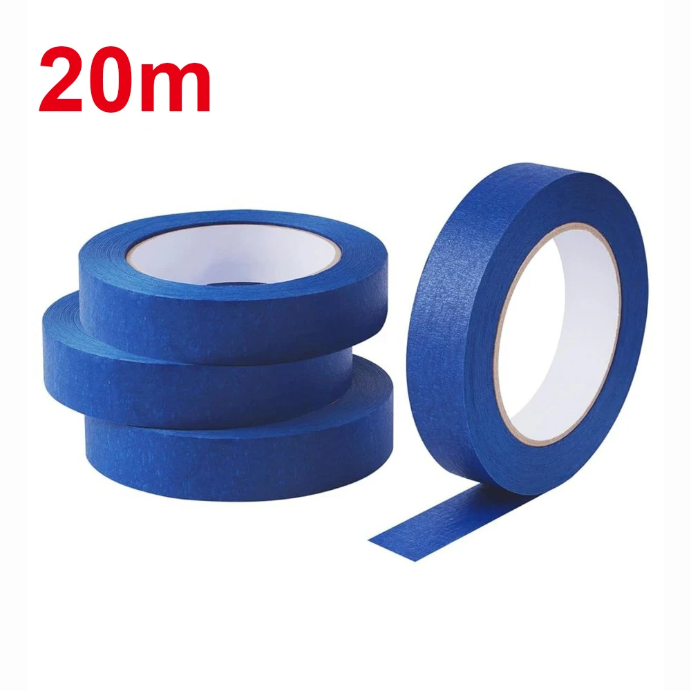 20m/Roll Blue Painter Masking Tape Crepe Paper Adhesive Tape For Wall Ceiling Trim Edge Painting DIY Decoration No Residue