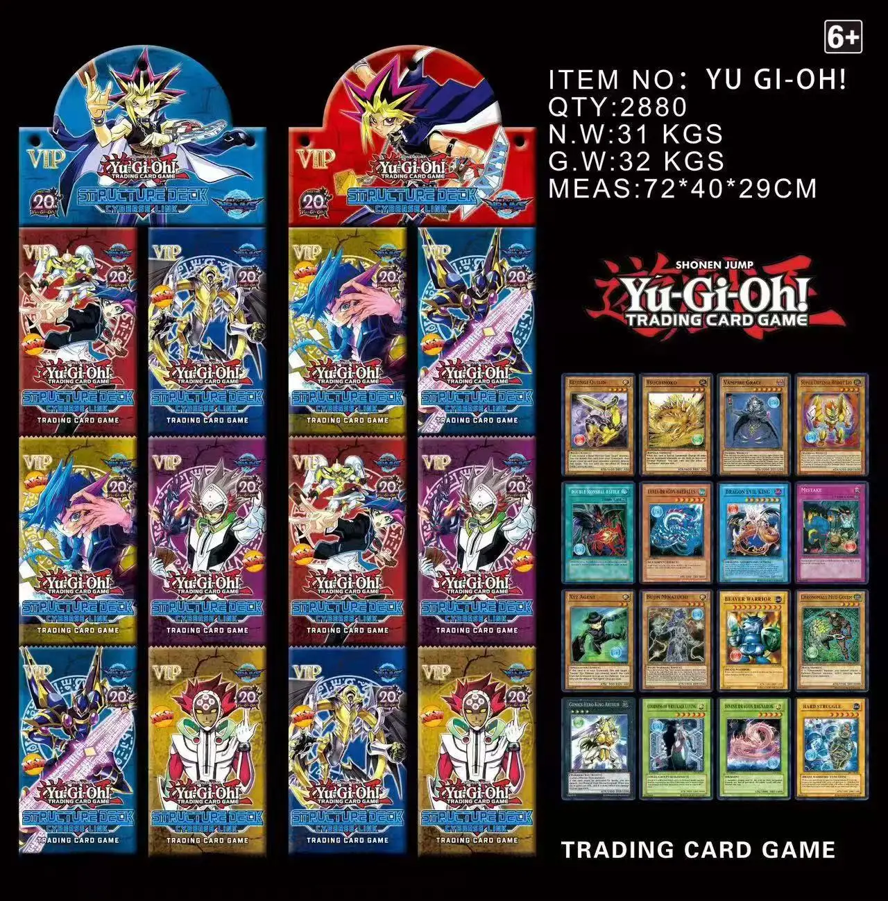 Yu gi ohボードゲーム、英語の決闘構造デッキ、ダークマジシャンコレクション、フラッシュカード、新しいゴールドカード、36*8パッケージ、288個