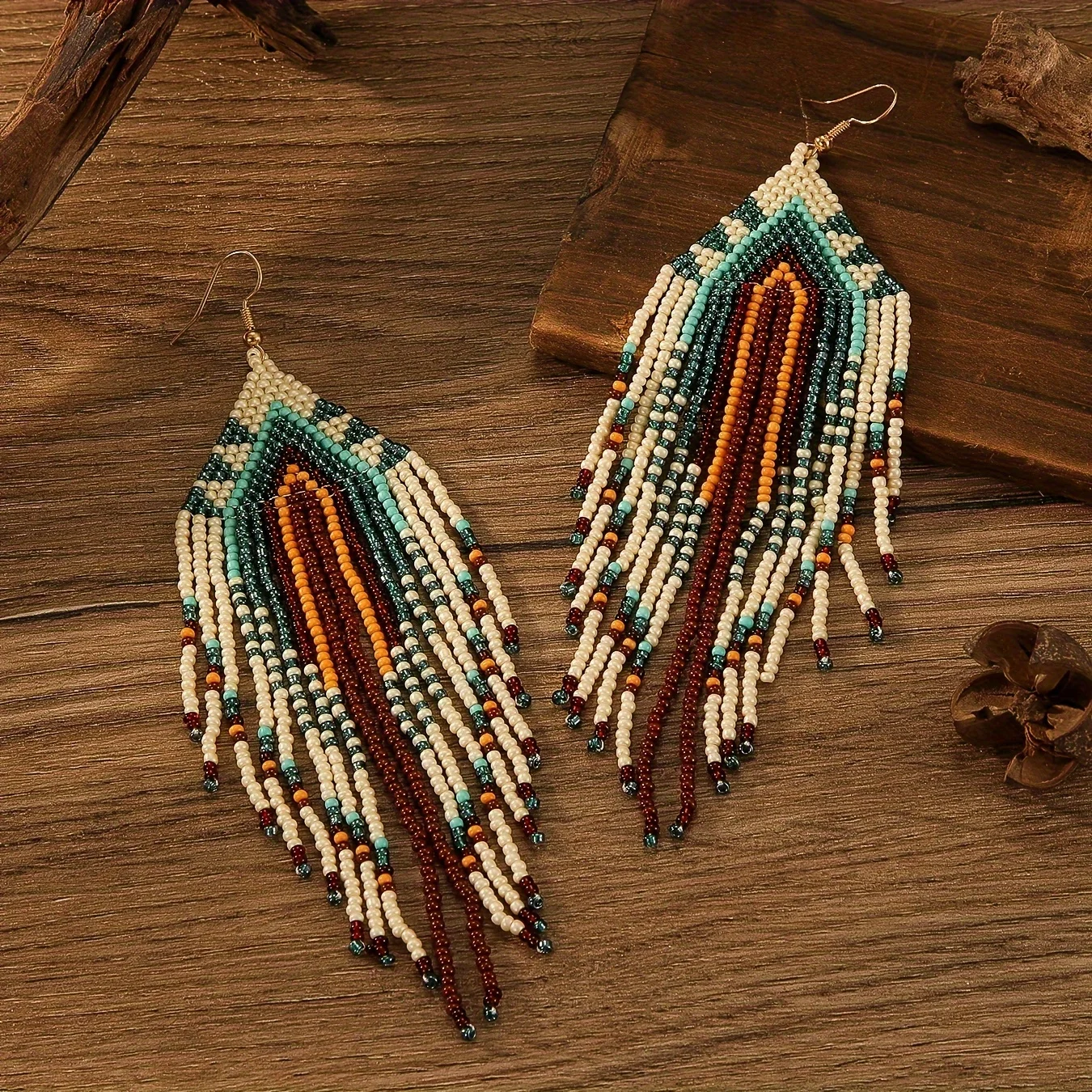 Colorful Beaded Earrings Long  - Vintage Fashion Ornaments 评论和价格