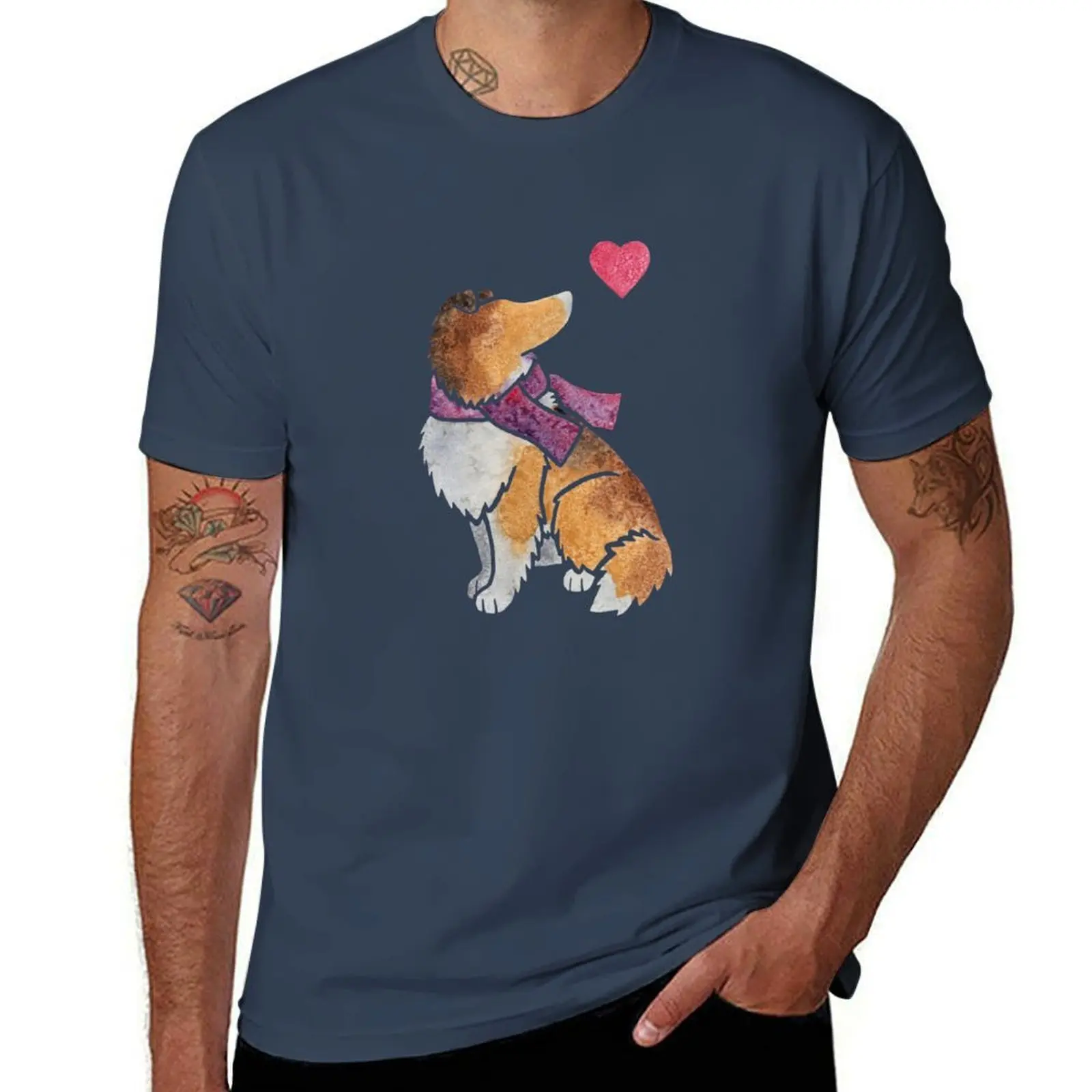 Watercolour Rough Collie T-Shirt Essential Solid Color T-Shirt