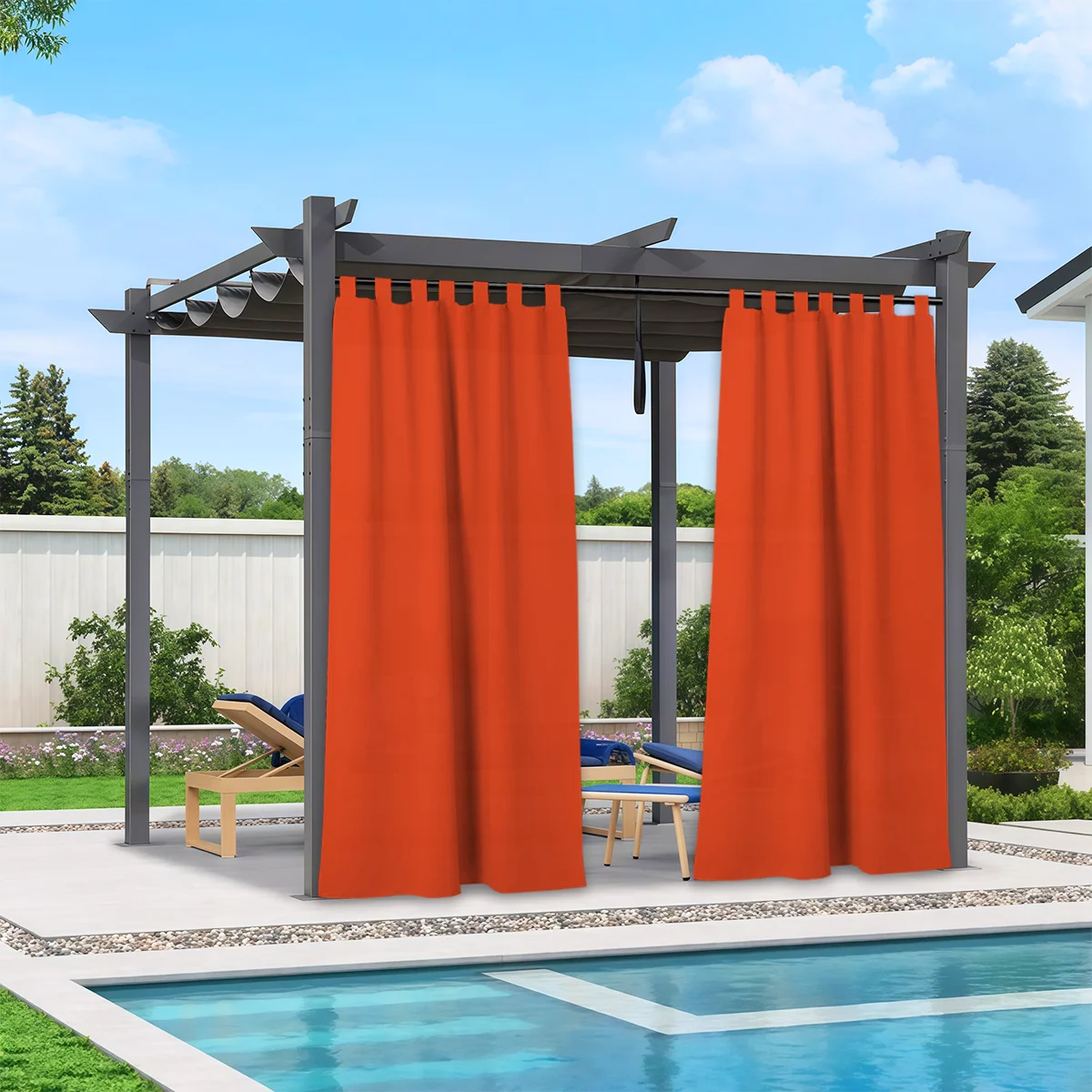 2 Panels Light Filtering Outdoor Backyard Decor Tab Top Curtains for Patio, Privacy Protection Curtains for Proch, Pergola