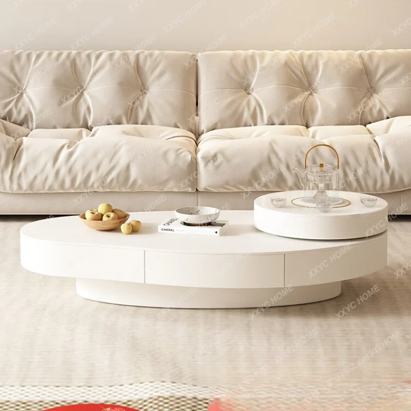 

Coffee Table Modern Minimalist Living Room Home Small Apartment Tea Table Rotating Coffee Table with Turntable