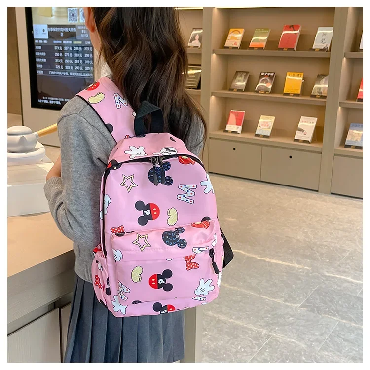 Mochila bonita de moda con dibujos de Mickey Mouse de Disney, bolso escolar de lona de Minnie para niña, Mochila de gran capacidad para niño, regalo para chico