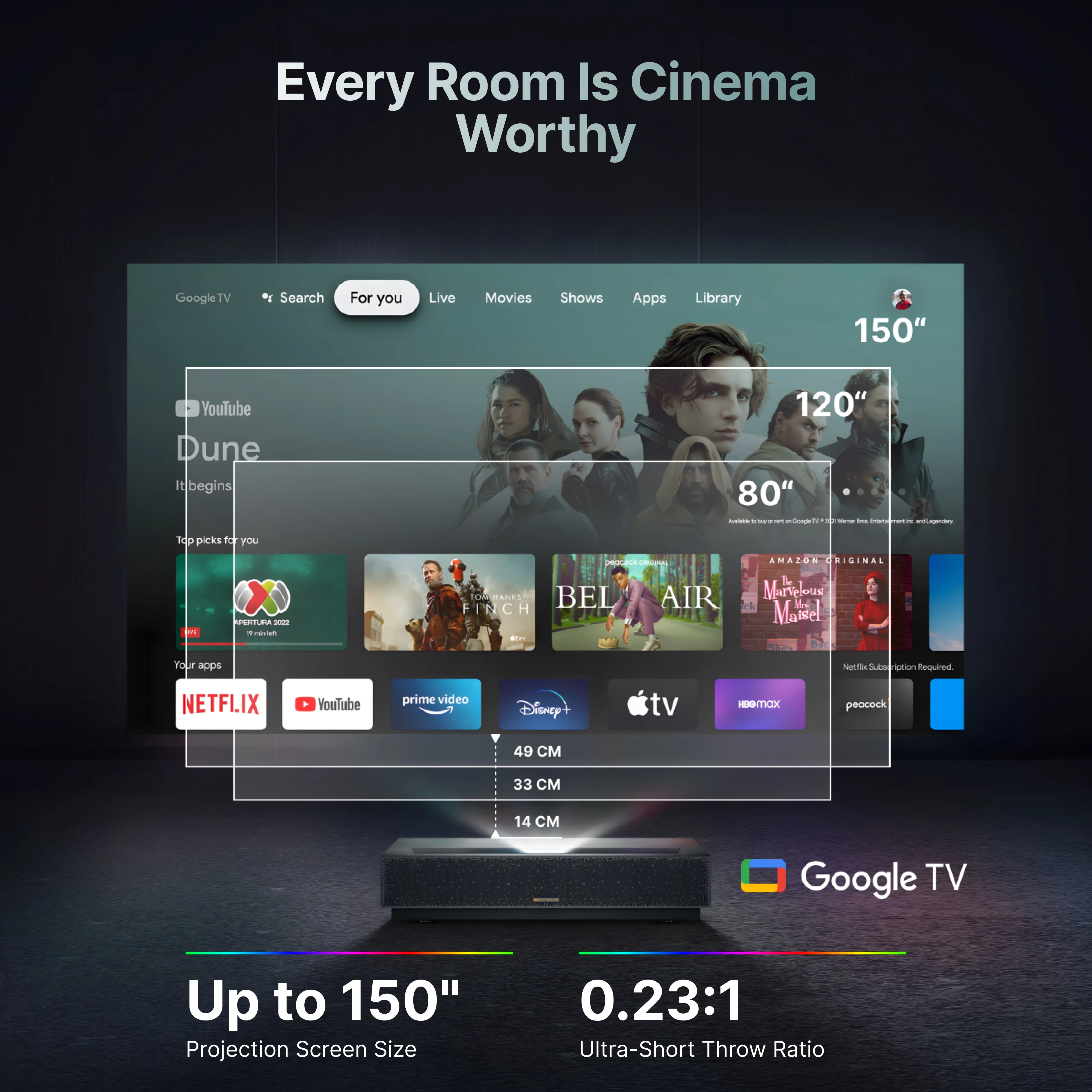 [الاتحاد الأوروبي متوفر] أفضل جهاز عرض سينما Edge Proyector 2100 ISO Lumens Google TV 4K UHD Ultra Short Throw DLP