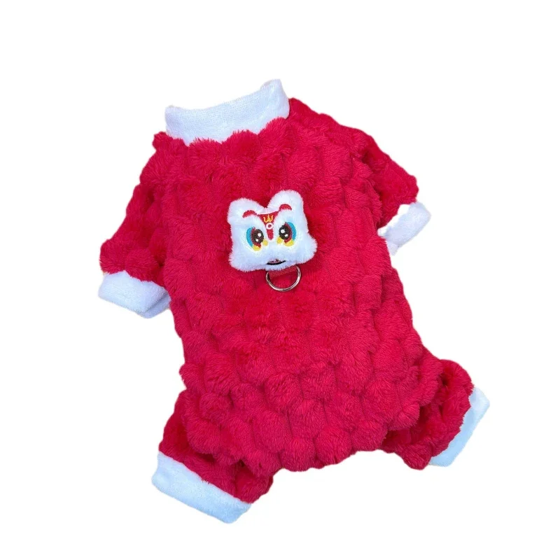 New Year Dog Costume Jumpsuit Winter Dog Clothes Yorkshire Pomeranian Bichon Poodle Schnauzer Dog Clothing Pet Apparel Coat