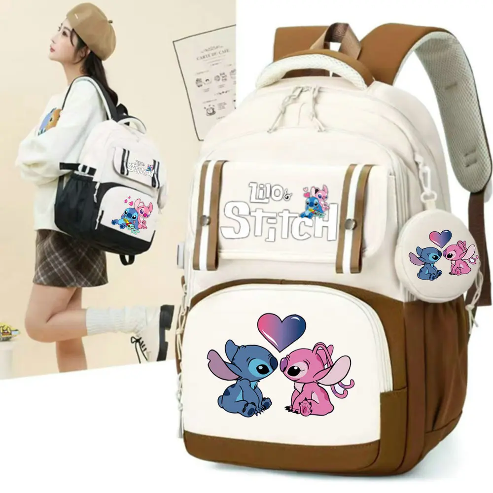 Disney Lilo Stitch Backpack Female Travel Bag Backpacks Schoolbag for Teenage Girls Bookbag Mochila Waterproof Women