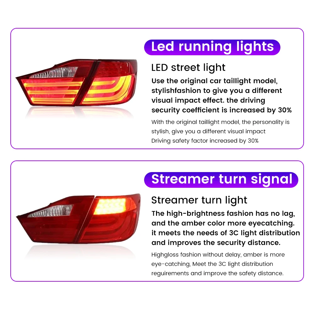 2 قطعة سيارة الذيل ضوء الجمعية لتويوتا كامري 2010-2014 LED DRL تشغيل ضوء الفرامل تدفق المياه وميض الذيل مصابيح المصابيح الخلفية