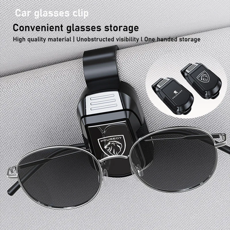 Car Glasses Clip Sun Visor Eyeglasses Sunglasses Holder Auto Interior Accessorie For Peugeot 206 307 308 207 3008 208 407 508