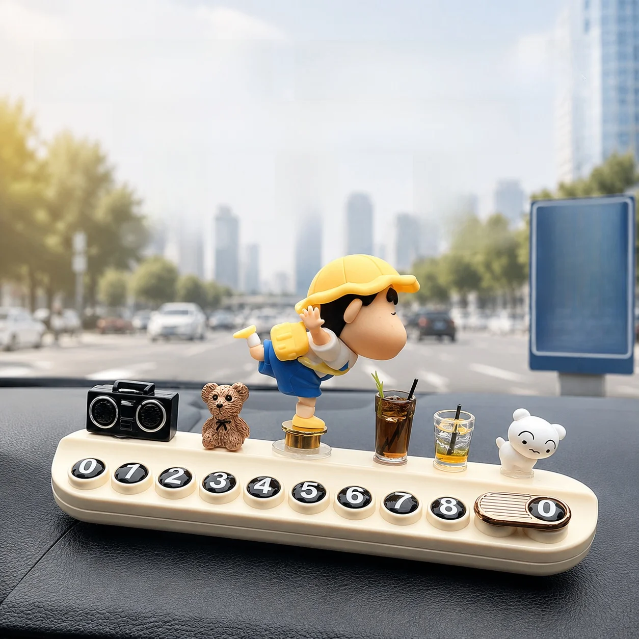 Creative Rotating XiaoXin Temporary Parking Number Plate Moving Car Phone Plate Aromatherapy Car Interior Decoration Simple