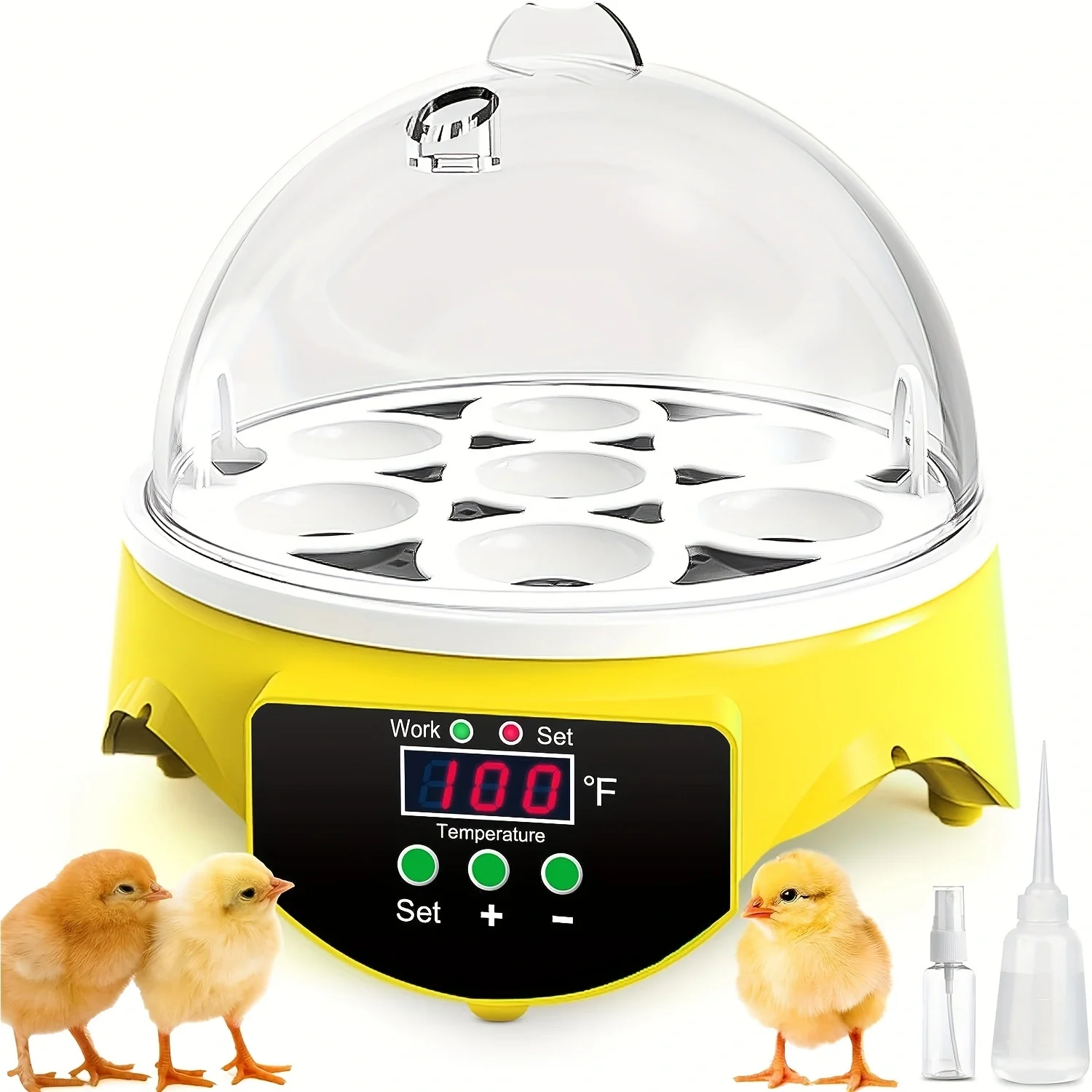 1 pz, 7 uova Mini incubatore, incubatori per uova da cova con controllo della temperatura, pollo anatra quaglia pappagallo uccelli incubatrice per