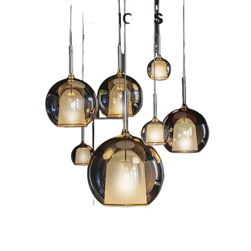 

Simple Nordic postmodern, restaurant table creative bar, glass chandelier