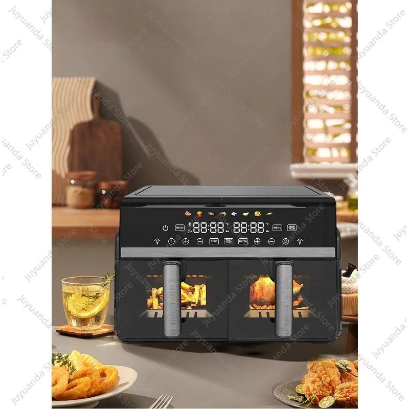 European Standard Household Visual Double Compartment 14L Large Capacity Double Pan Fryer Airfryer Touch Screen Visual Air