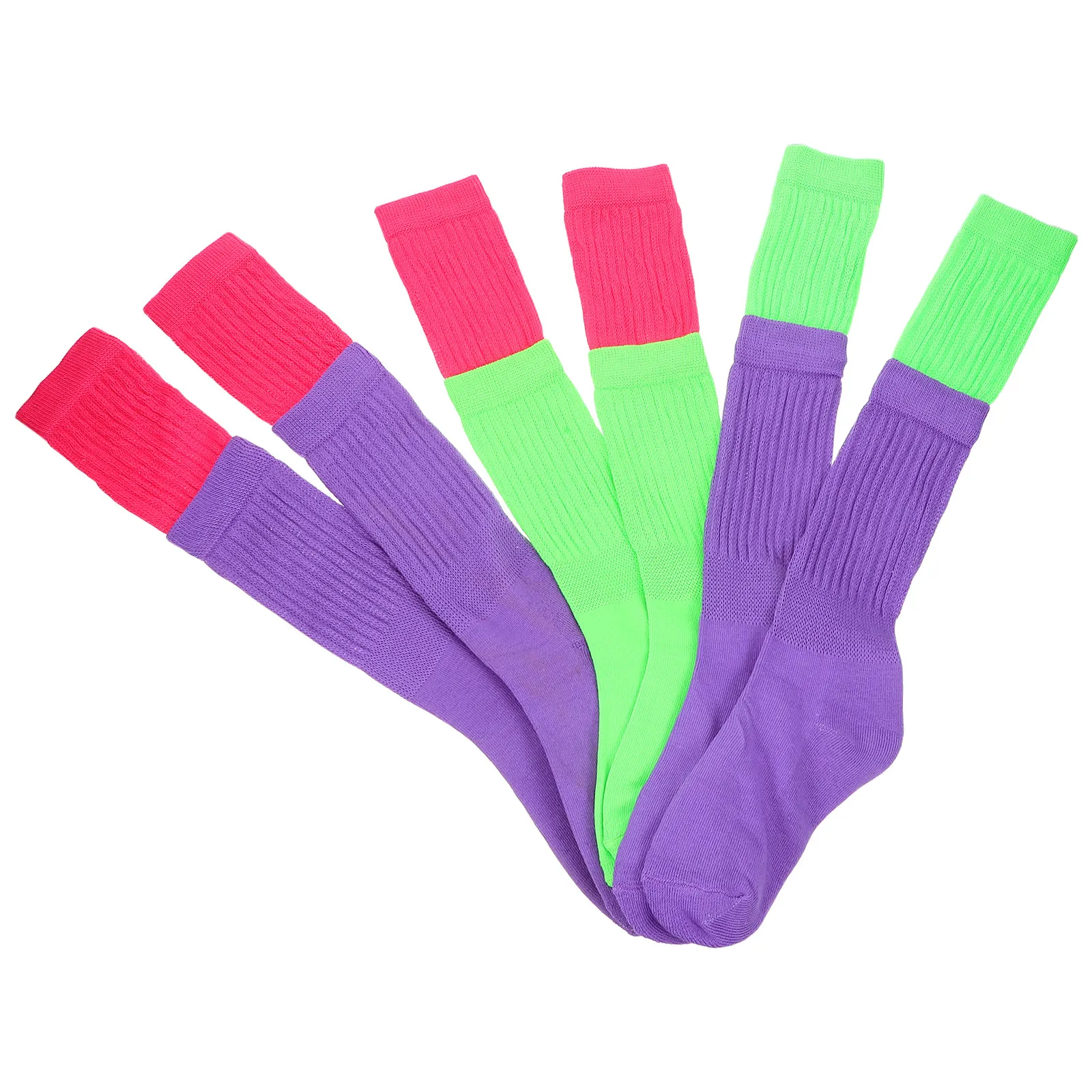 

3Pairs Fashionable Mid Calf Socks Unisex Cute Decorative Color Stylish Comfortable Breathable Cotton Polyester Sports Gym Casual