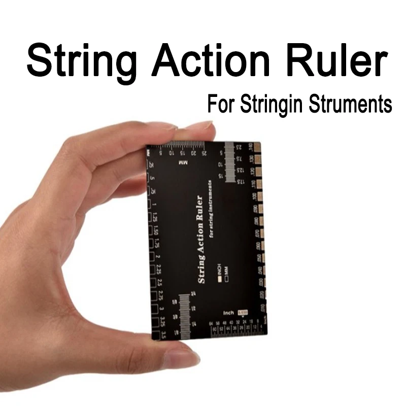Regla de acción de cuerda de acero inoxidable, medidor de precisión para configuración y medición de guitarra/bajo, regla de acción de cuerda negra, regla de PVC
