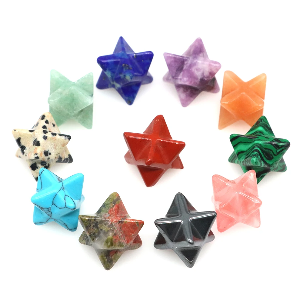 

13MM Merkaba Star Natural Crystal Chakra Quartz Stone Wiccan Energy Reiki Healing Gem DIY Jewelry Home Decoration Gift Wholesale