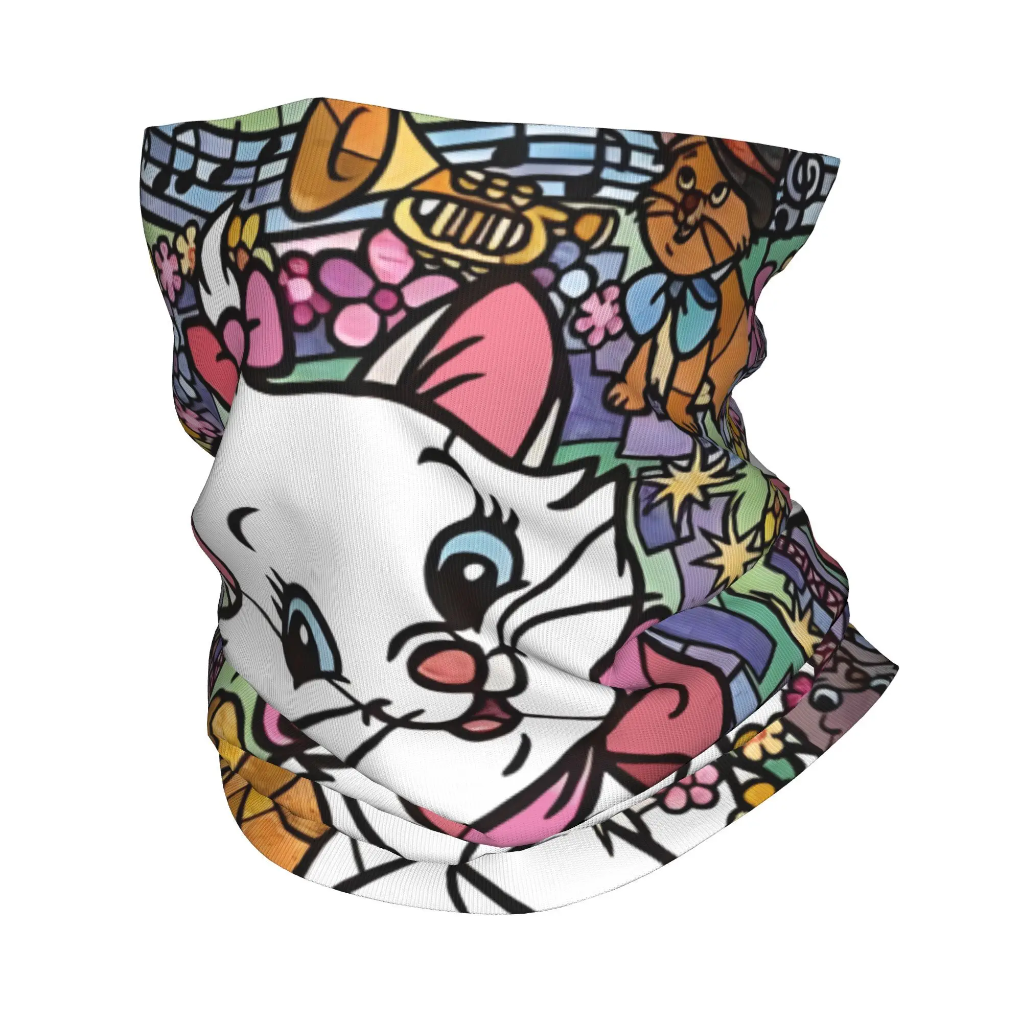 

Custom Cartoon Marie Cat Winter Headband Neck Warmer Hiking Running Tube Scarf Animal Movie Pink Kitten Film Face Bandana Gaiter