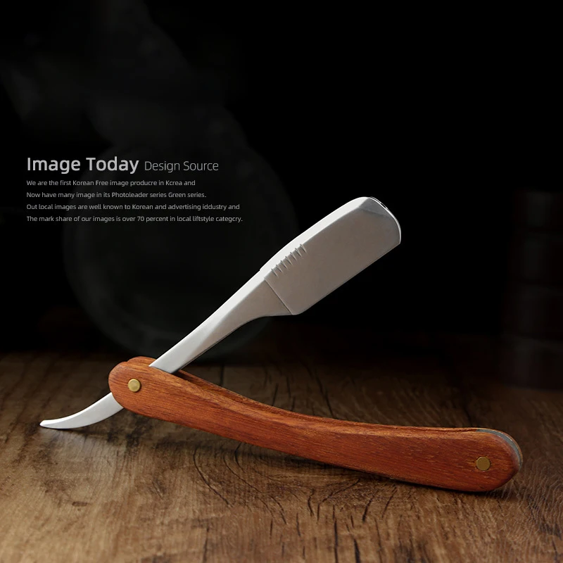 

Wooden Trimmer Manual Shaver Professional Straight Edge Zinc Alloy Sharp Barber Razor Folding Shaving Knife Shave Beard