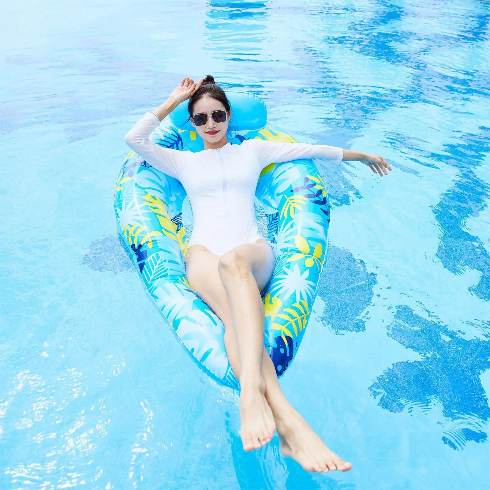 

Outdoor Foldable Water Hammock Inflatable Floating Swimming Pool Mattress Swimming Ring Pool Party Toy Lounge Bed 145*95*43cm