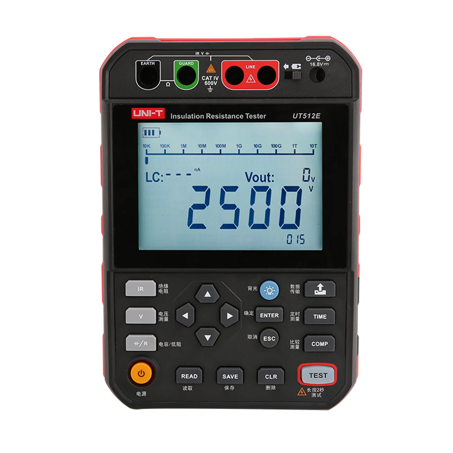 Imagem -02 - Uni-t-isolamento Resistência Tester Medidor Digital Megohmmeter Ohm Armazenamento de Dados Ut512d Ut512e 2.5kv