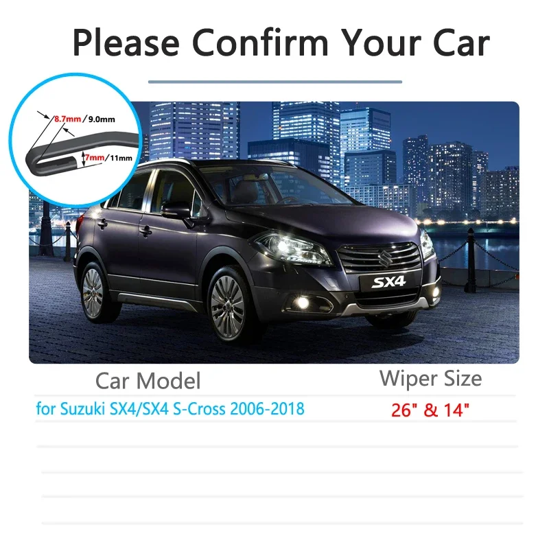 For Suzuki SX4 S-Cross 2006~2018 Wiper Blade Car Accessories Windshield Wipers SX-4 SX 4 2009 2011 2012 2013 2014 2015 2016 2017