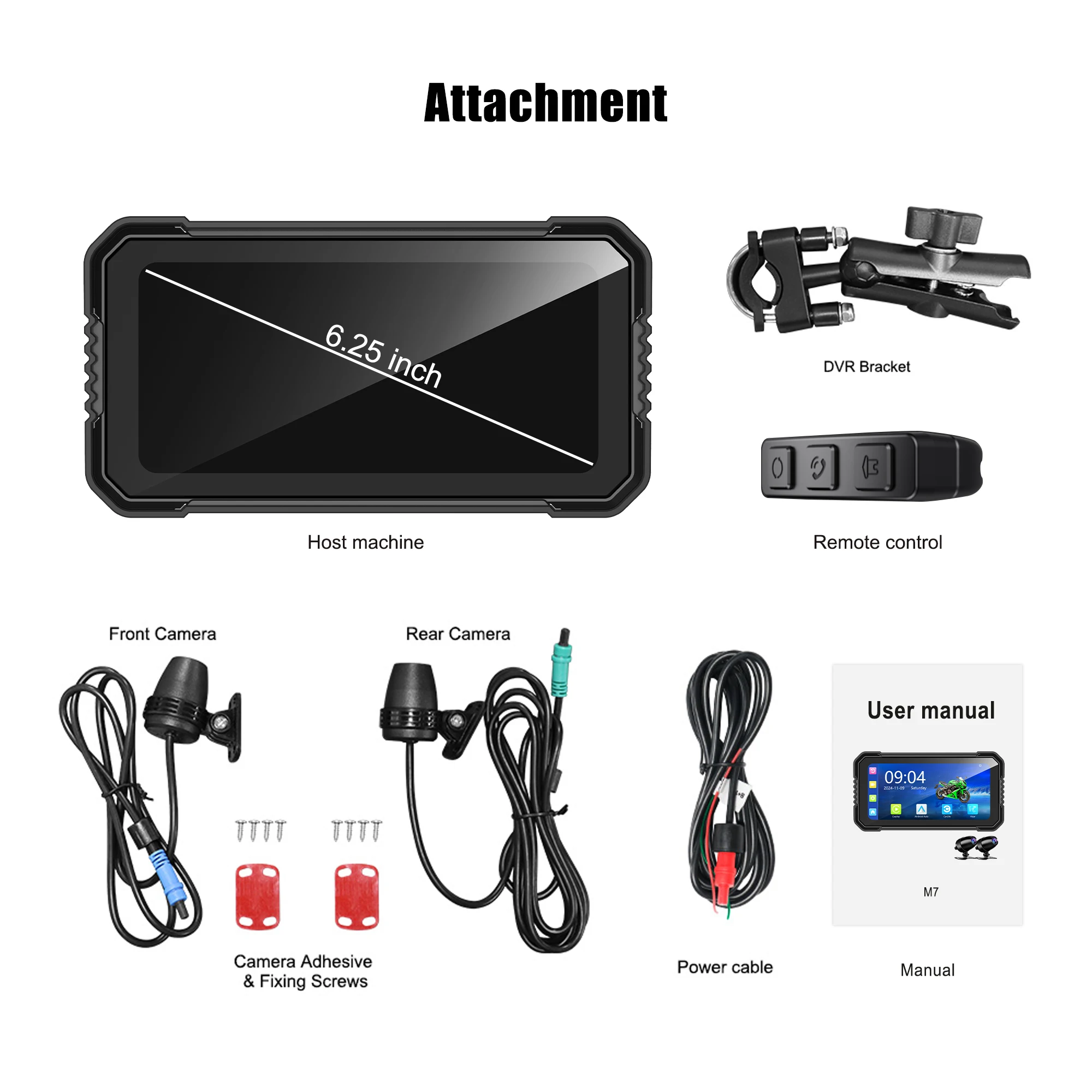 Motorcycle Global Navigation System 6.25 Inch Smart Screen Supports Wireless Carplay Android AUTO Video Playback IP67 Waterproof