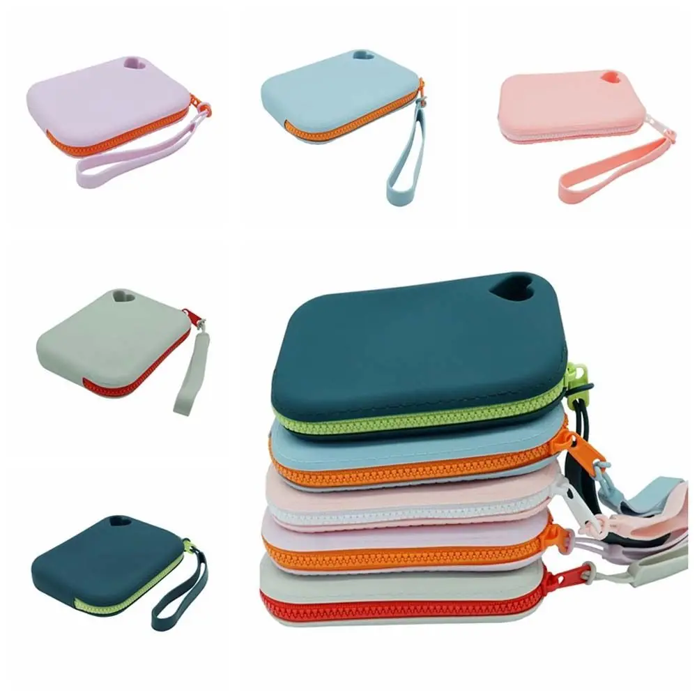 

Solid Color Silicone Coin Purse Wallet Rectangle Large Capacity Simple Makeup Lipstick Bag Jewelry Packing Bag Card Holder