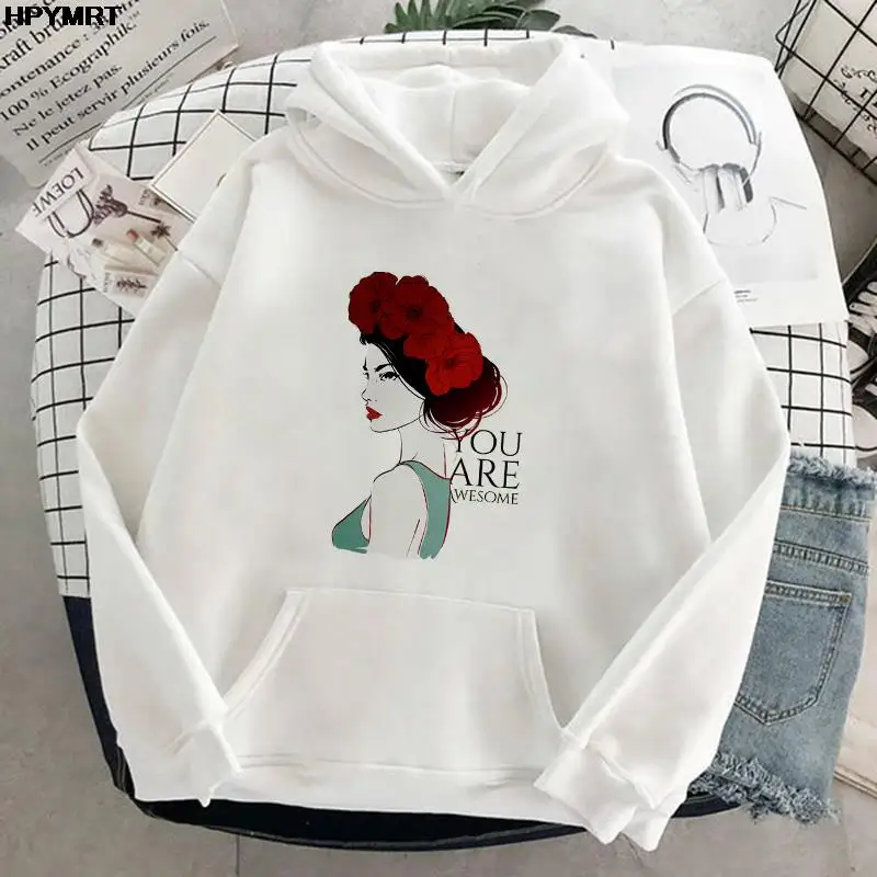 

2022 Street Fashion women clothing you are awesome print pocket drawstring Hipster hoodie Casual comfortable Spring Autumn Top