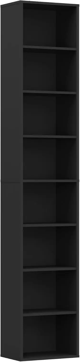 

8 Tier Storage Shelf Bookcase, Slim Organizer Shelves Cabinet Tall Narrow Media Tower Rack Display