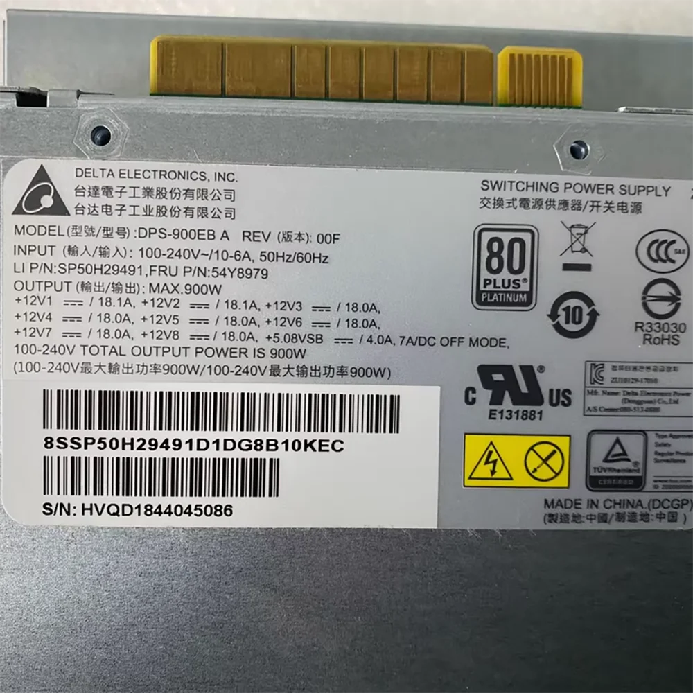 Para Lenovo P520 P720 900W fuente de alimentación de estación de trabajo de servidor DPS-900EB A 54Y8979