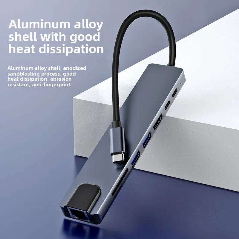 

8 in 1 USB C Hub, Multiport Type C Dock with Ethernet Port, USB 3.0 Ports, HDMI, SD/TF Card Reader for Laptop MacBook IPad Pro