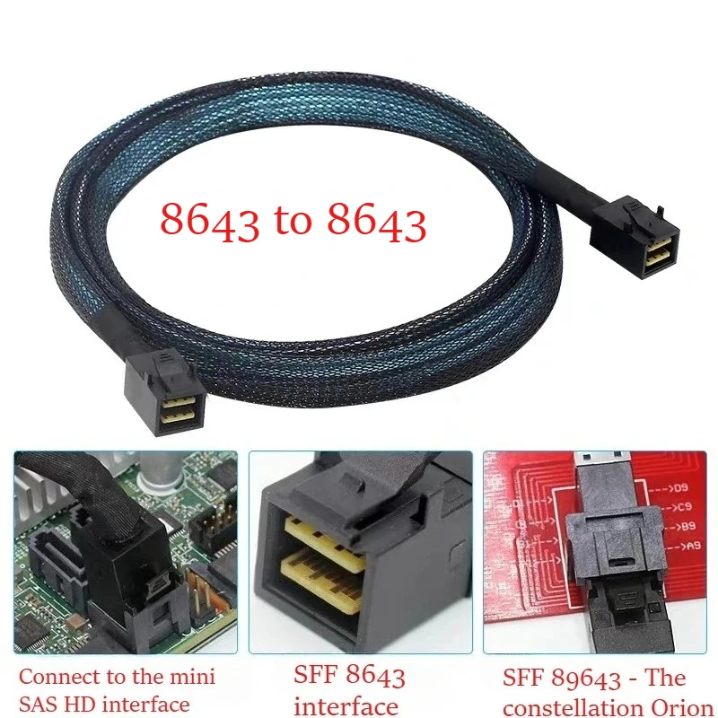 Internal MINI SAS 8643 To SFF 8087 HD Server Data Cable  Mini-sas HD SFF-8643 Data Server Hard Disk Raid Wiring Harness Cable