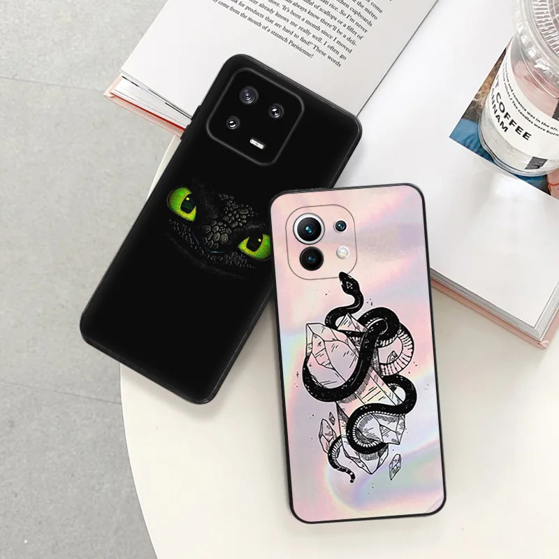 Matte Phone Cases For Redmi 12 12c 13c Note12 Note13 Pro Snake Skin Print Xiaomi 13 Lite 12x 12t 12s 4G 5G Soft Black Cover image 2