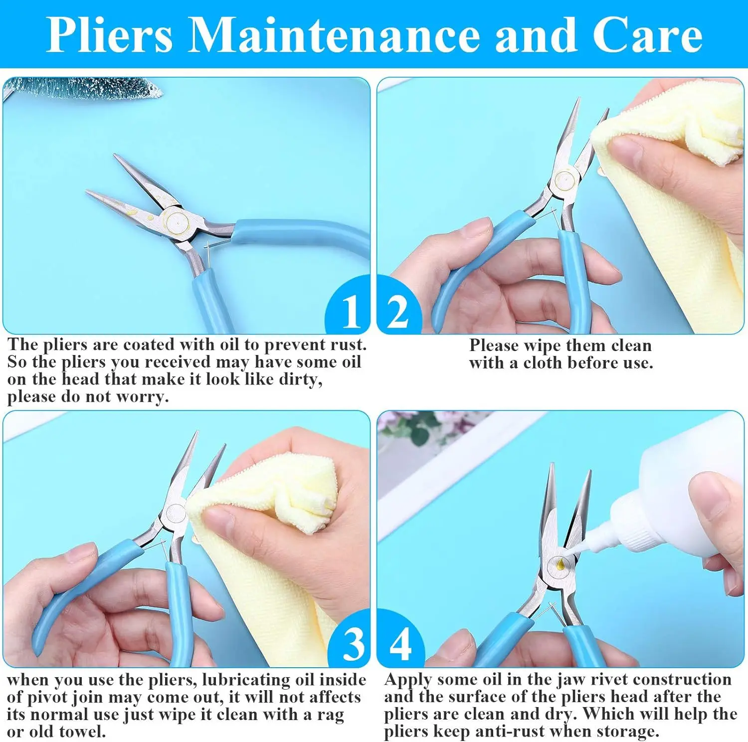 Eight-Section Carbon Steel Handheld Pliers For DIY Jewelry Making & Repair Flat-Mouth Flat-Head Design Rust Prevention Features