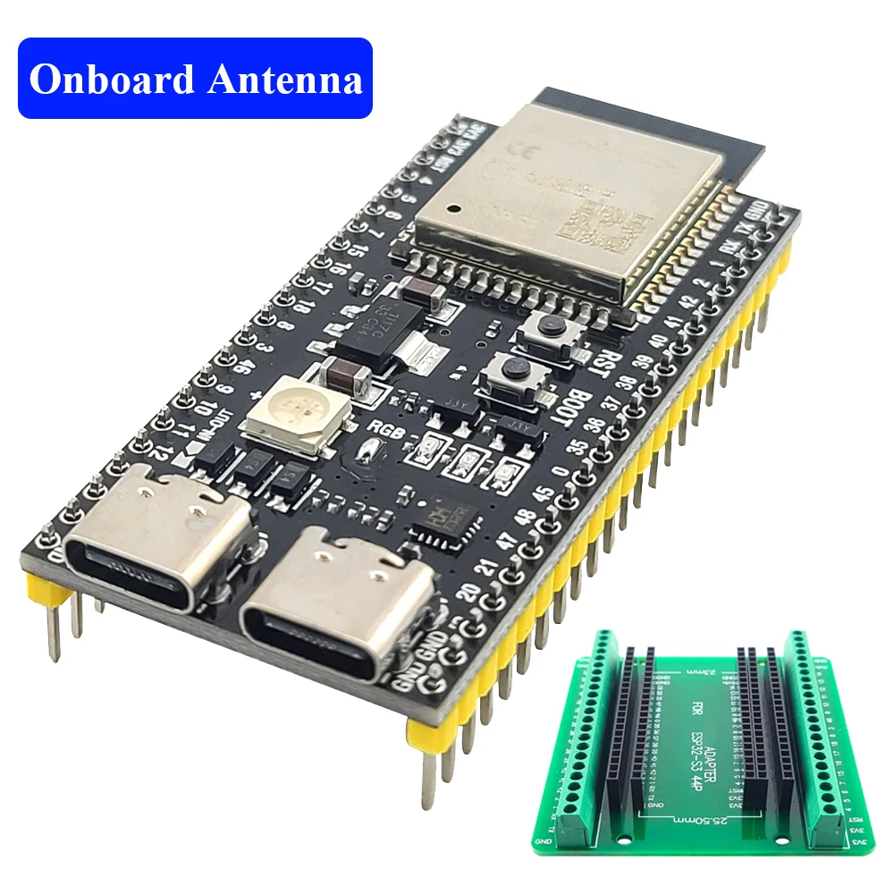 ESP32-S3 Entwicklungsboard mit Erweiterungsadapter-Kit 2,4G WLAN BT Modul MCU ESP32-S3WROOM1 N16R8 44-Pin Typ-C ESP32-S3