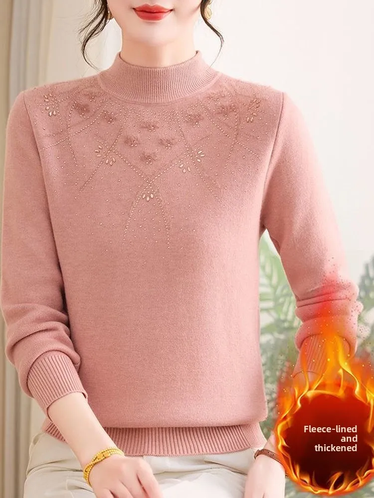 

Утепленный флисовый свитер для женщин: осенне-зимний стиль для повседневной носки, теплый топ с длинным рукавом, модный вариант для мам, новинка осени 2025