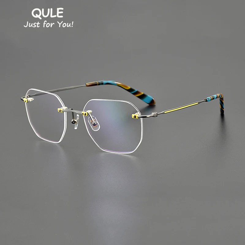 

Promotion New Fashion Glasses Frames Women Rimless Titanium Square Myopia Reading Eyeglasses Man Top Quality Trendy Eyewear