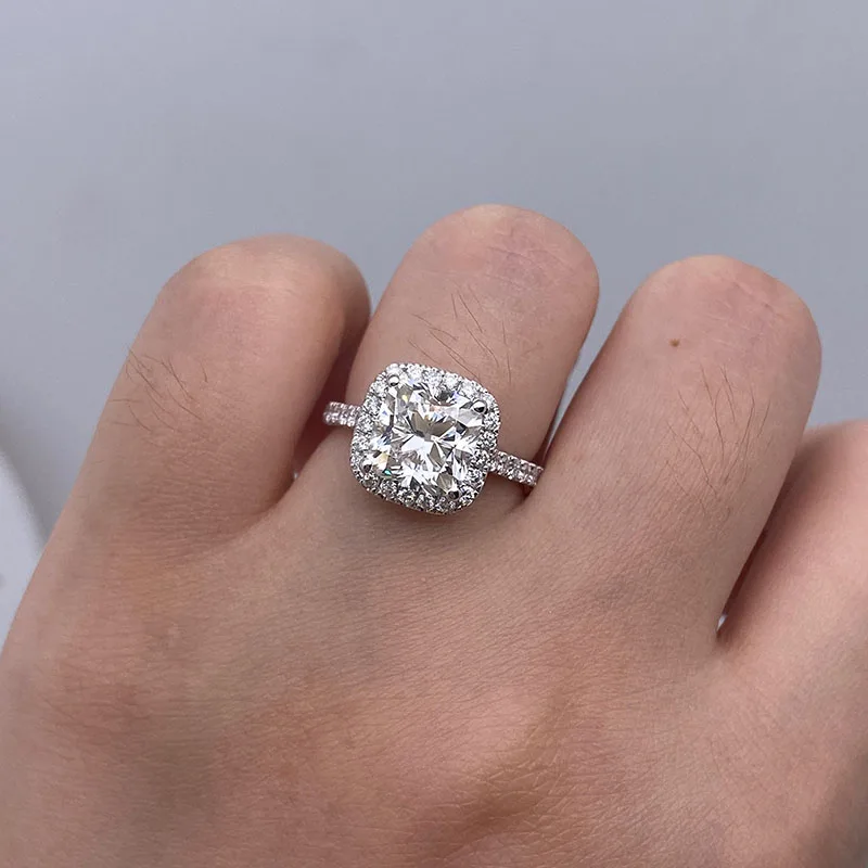 Real 14K Gold IGI Ring For Women 1CT-3CT EF-VS Cushion Cut CVD&HPHT Lab Grown Diamond Brilliant Finger Ring Wedding Jewelry Gift