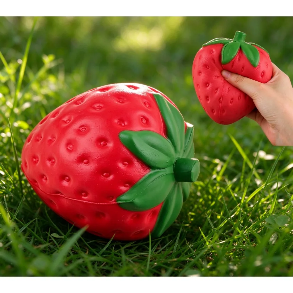 Super giant strawberry gummy, slowly rising gummy toy, pressure resistant plush toy for children and adults, 11.5 × 9cm
