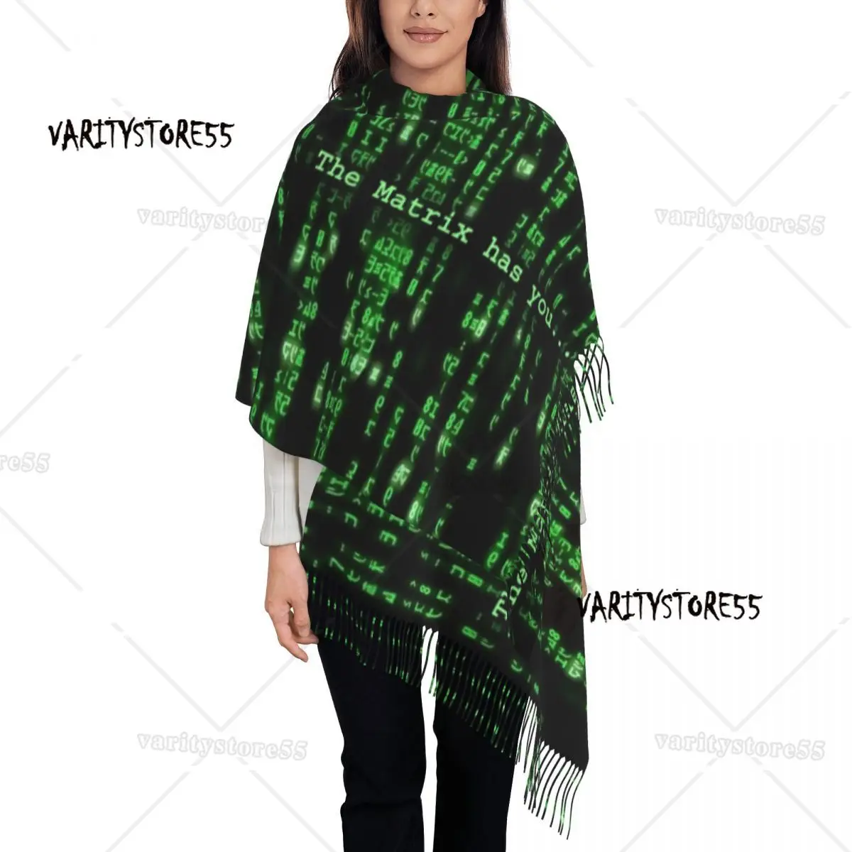 

Custom Printed The Matrix Has You... Scarf Women Men Winter Fall Warm Scarves Matrix Code Shawls Wraps